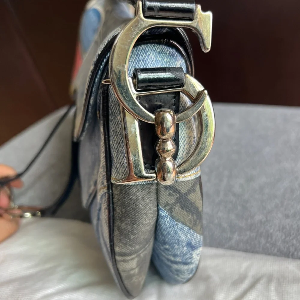 Vintage Christian Dior Denim Saddle Bag - Picture 7 of 15